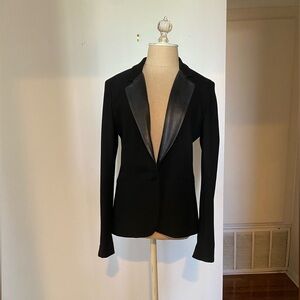 Maje Black Blazer with leather Lapel